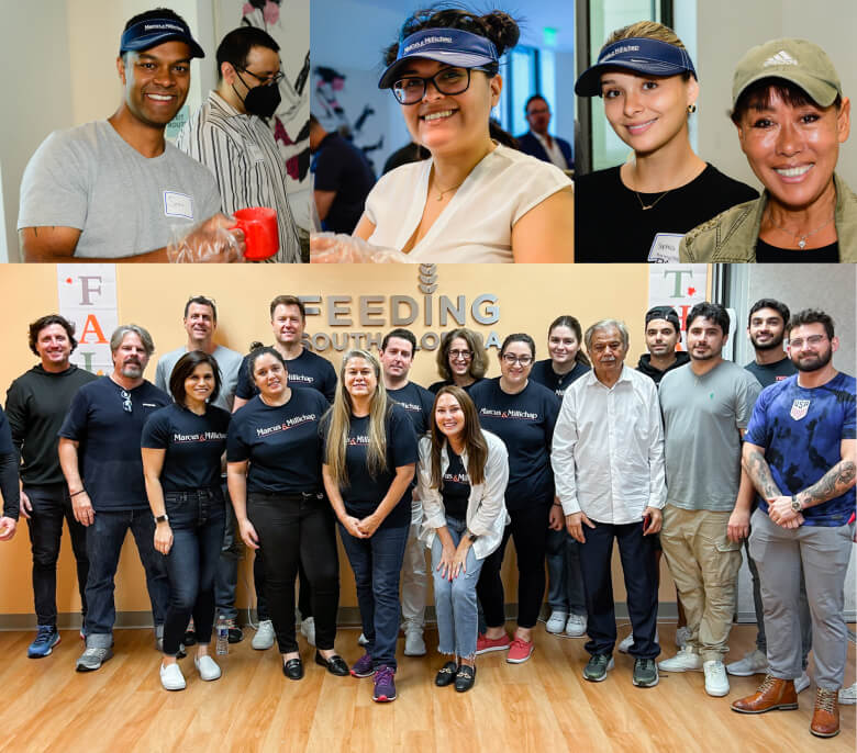 A group of Marcus & Millichap employees standing around together.  