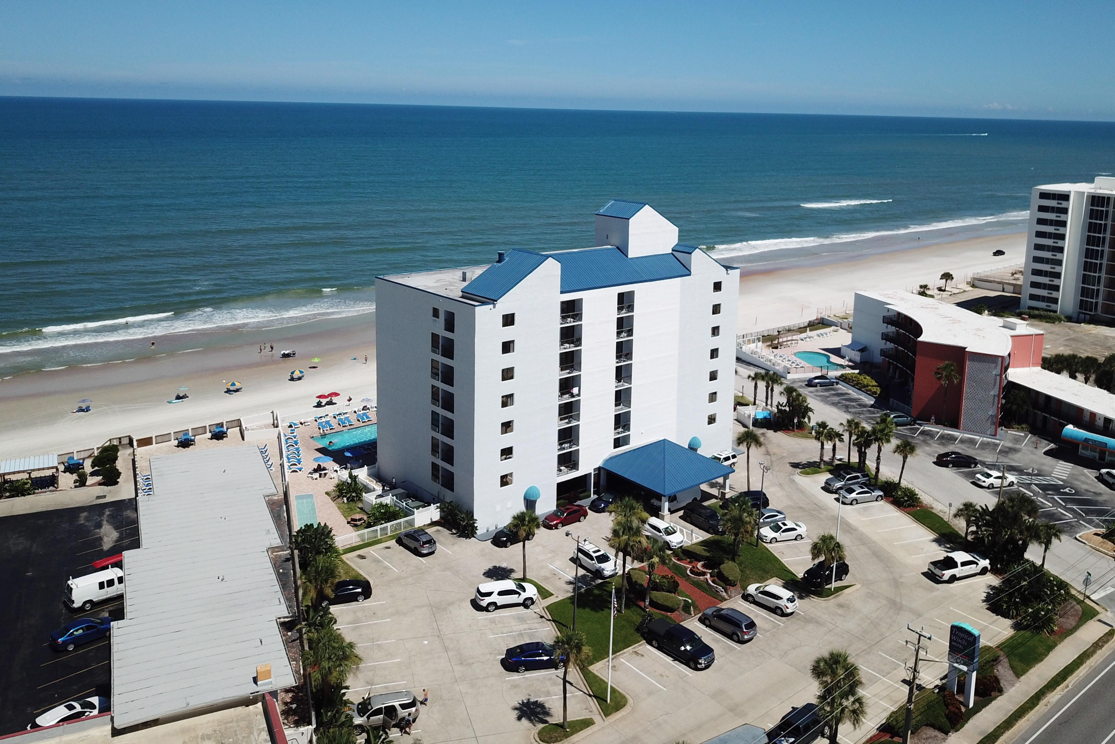 Aerial view of Tropical Winds Oceanfront hotel