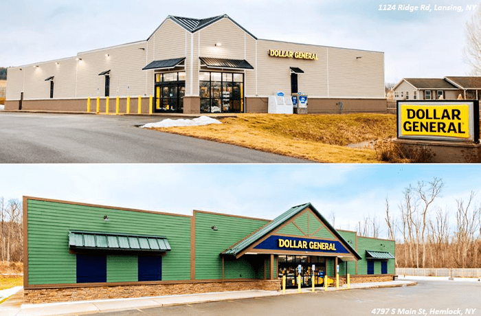 A collage of two Dollar General properties