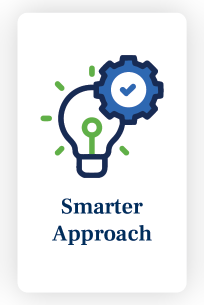 Illustration of a lightbulb and a gear containing a checkmark, symbolizing a smarter approach to commercial real estate insurance and investing. 