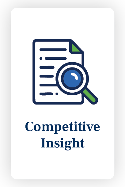 Line drawing of a magnifying glass over a document, symbolizing competitive insight. Commercial real estate insurance estimates empower investors to make informed decisions. 