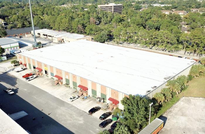 Aerial view of industrial property.